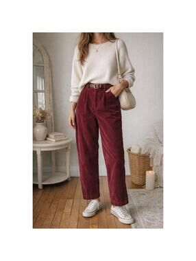 Vintage 90s Pendleton red corduroy pants high rise pleated trousers